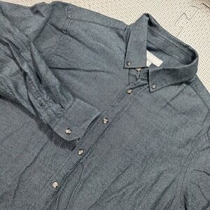 Ash & Erie Shirt Mens Heathered Blue Button Down Long Sleeve Cotton Medium